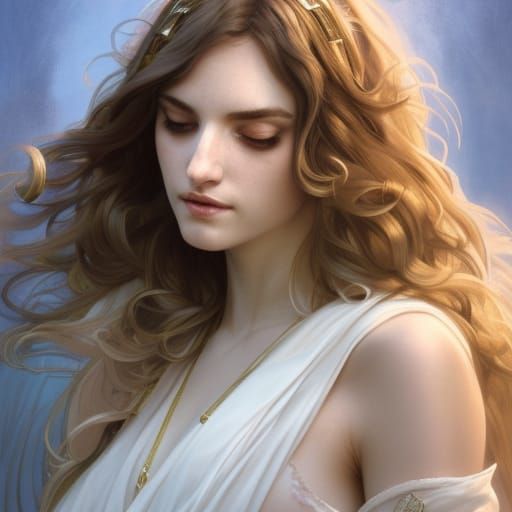Greek Goddess Portrait in Art Nouveau Style