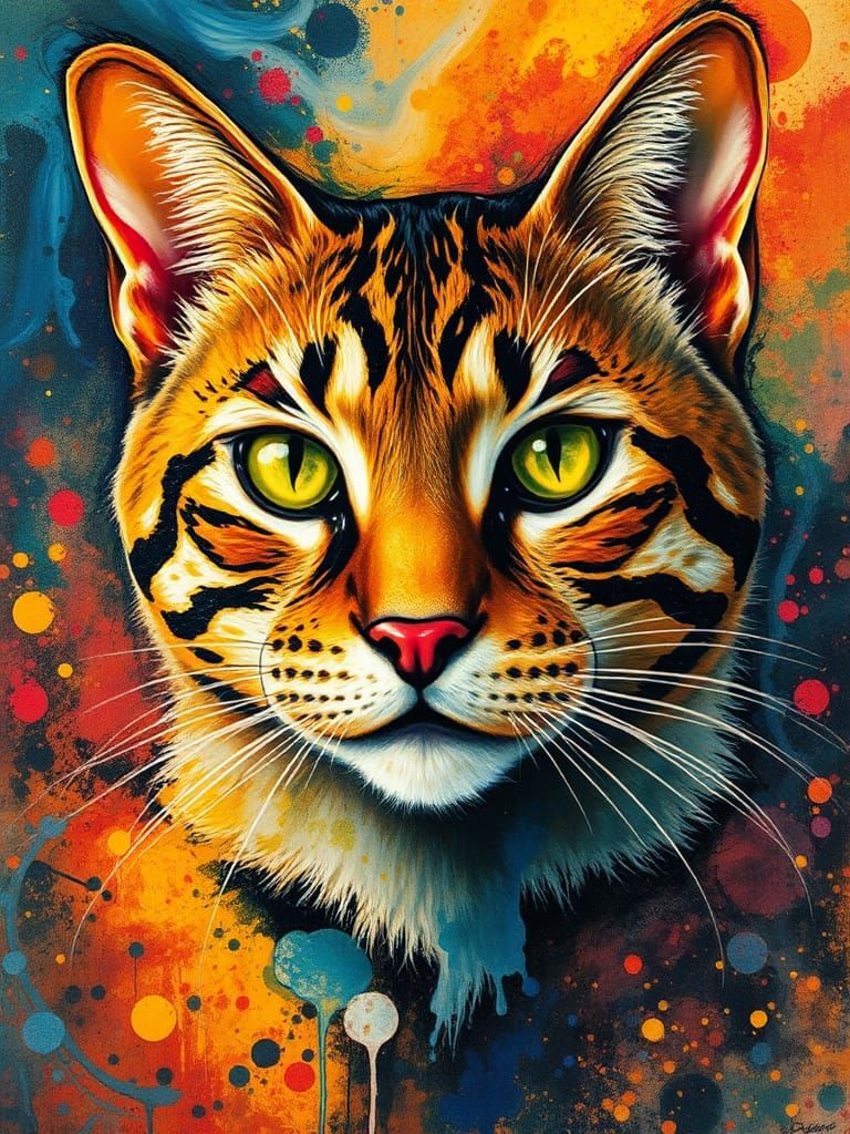 Cat's face in alcohol ink splatter. 😾