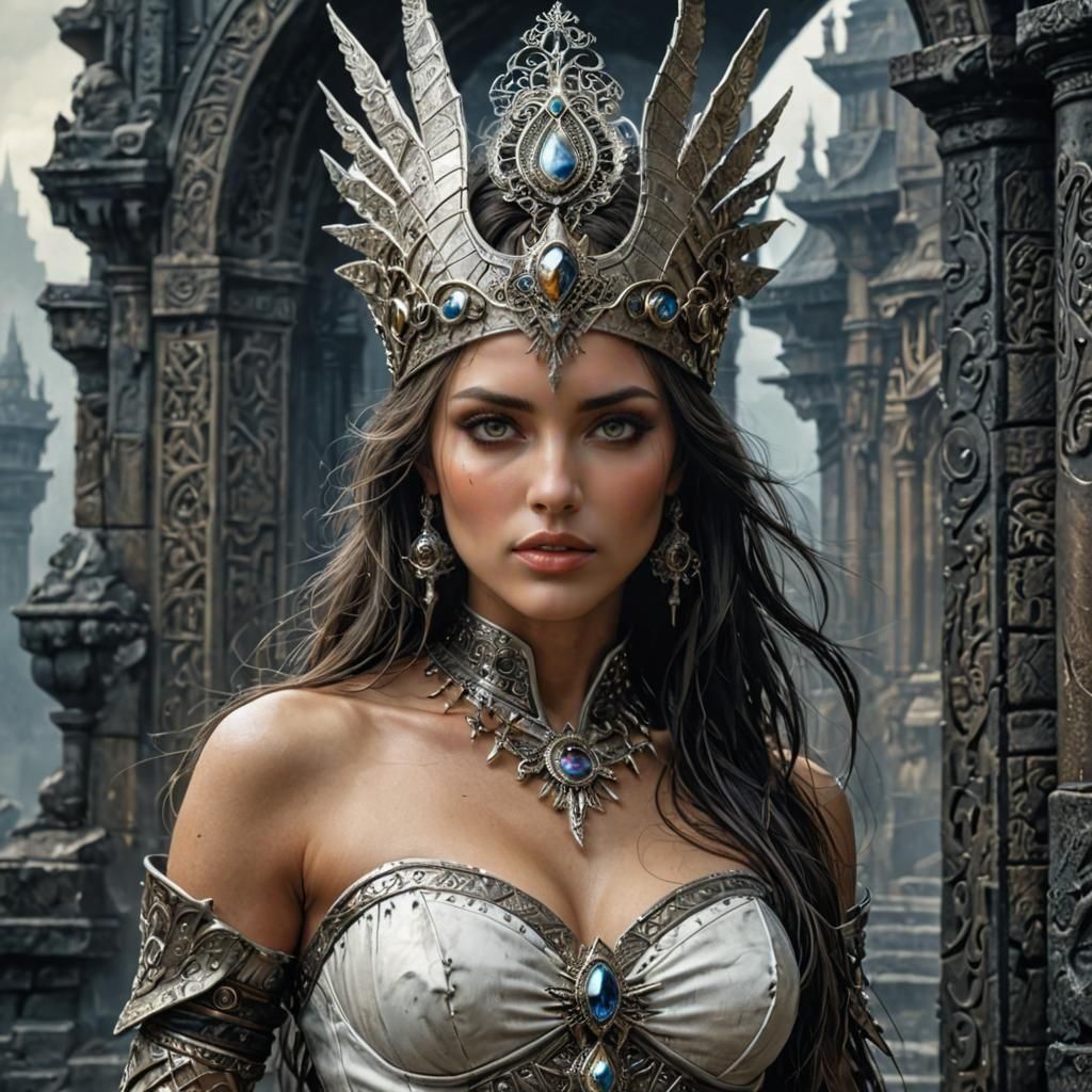 Gorgeous Priestess Portrait in Dark Fantasy Style