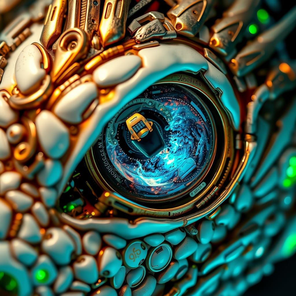 Dragon's Eye Reflecting Galaxy in Biomechanical Style