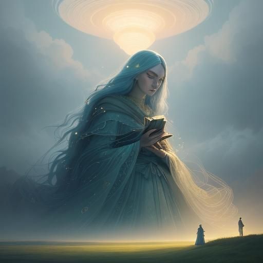 Ethereal Girl Reading in Dreamlike Glade