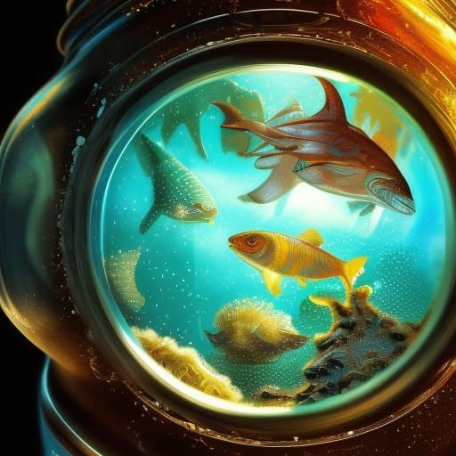 Ocean Ecosystem in a Jar: Detailed Concept Art