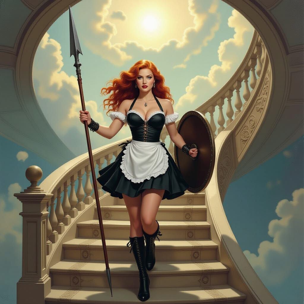 Redhead Valkyrie Maid in Surreal Valhalla