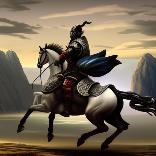 Black Knight on White Horse: Fantasy Concept Art
