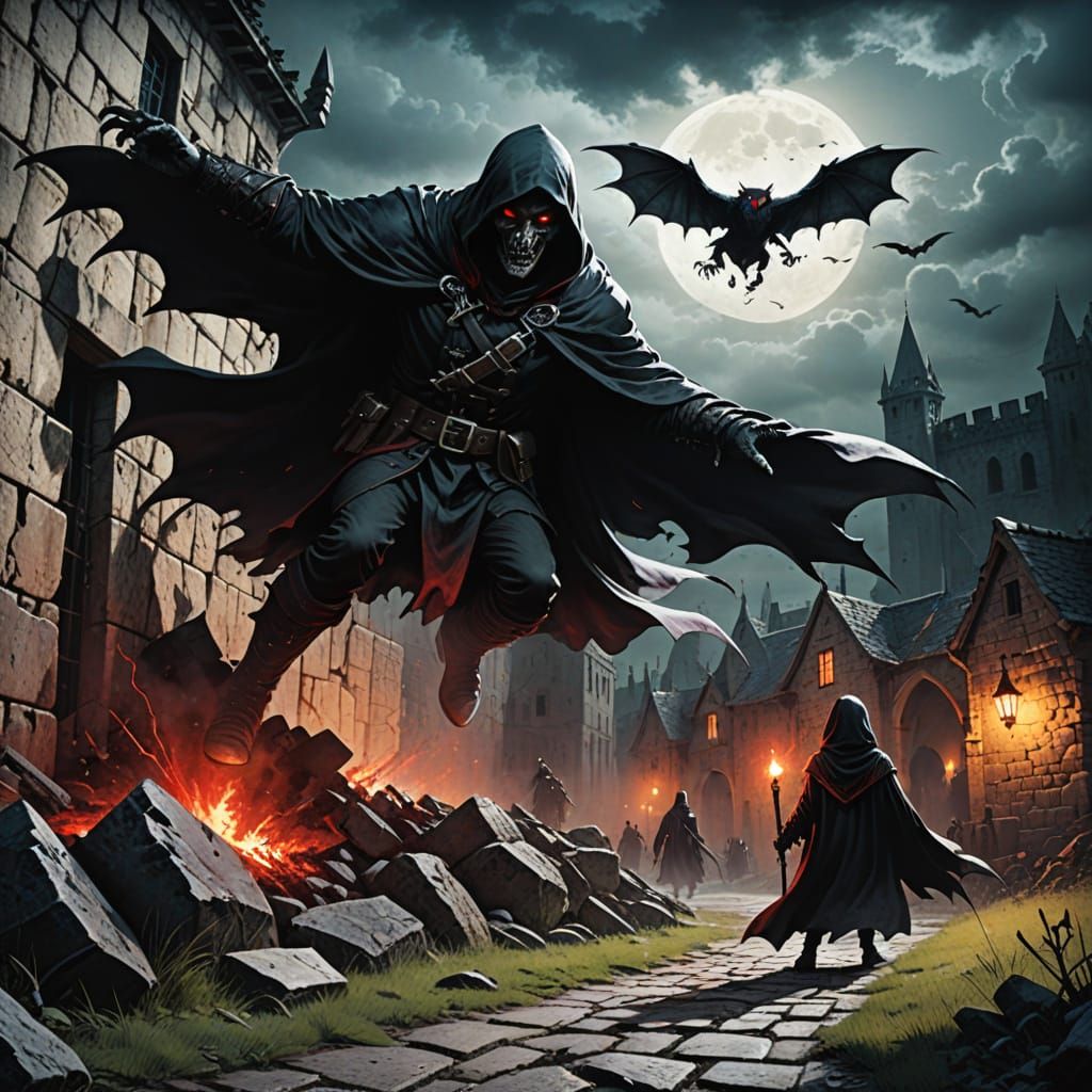 Ominous Dark Fantasy Creature Attacks Children