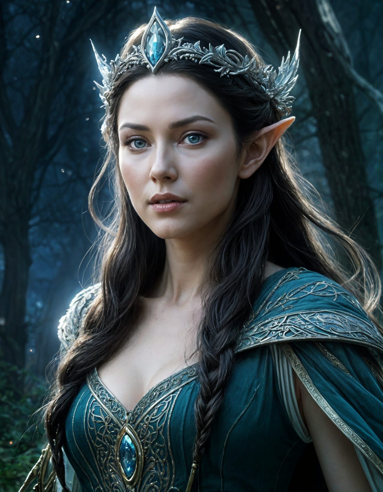 Elegant Elven Queen Arwen: Digital Art Portrait