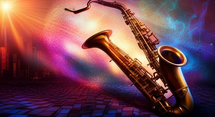 Dark Fantasy Saxophone in Lithographic Style