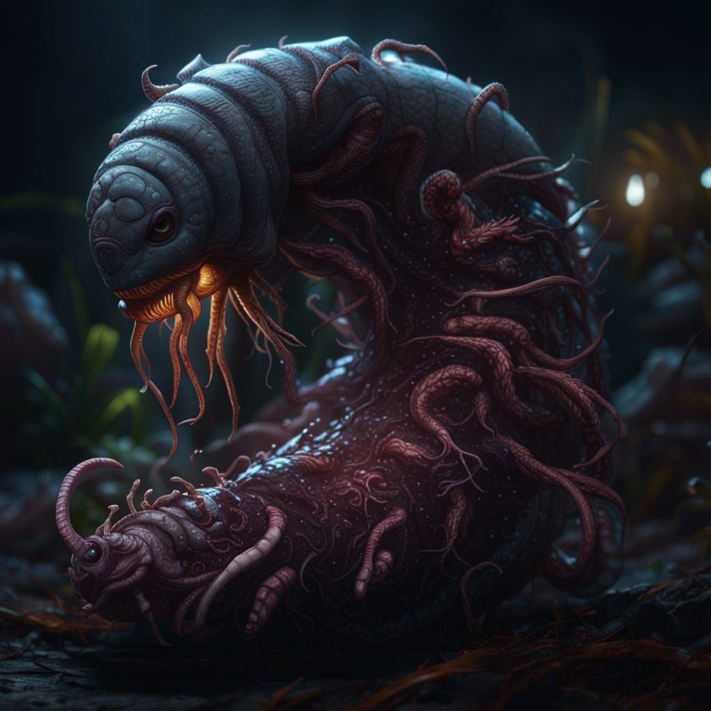 Wormlike Parasite in Dark Fantasy Concept Art