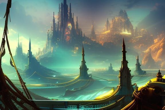 Underwater City in a Fantastical Deep Sea Landscape