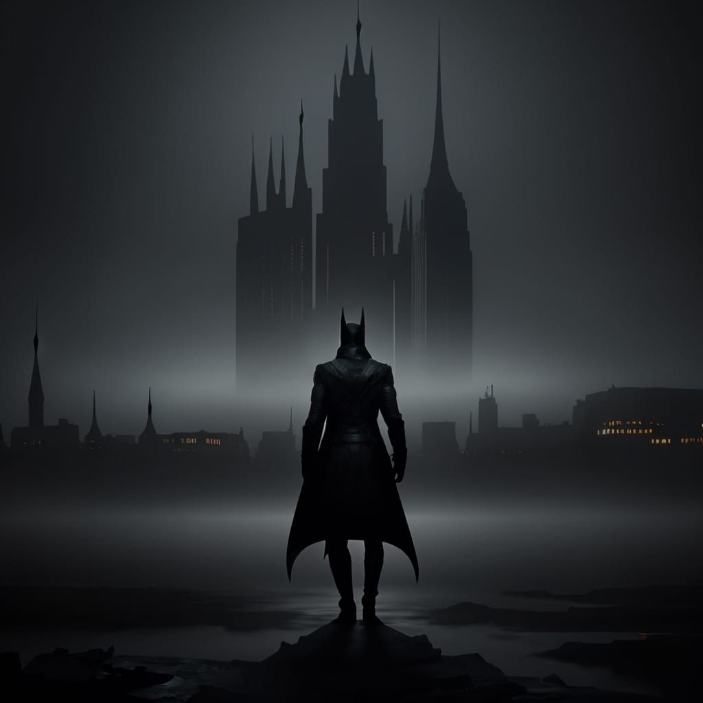 Dark Knight Vigilant on Foggy Dock
