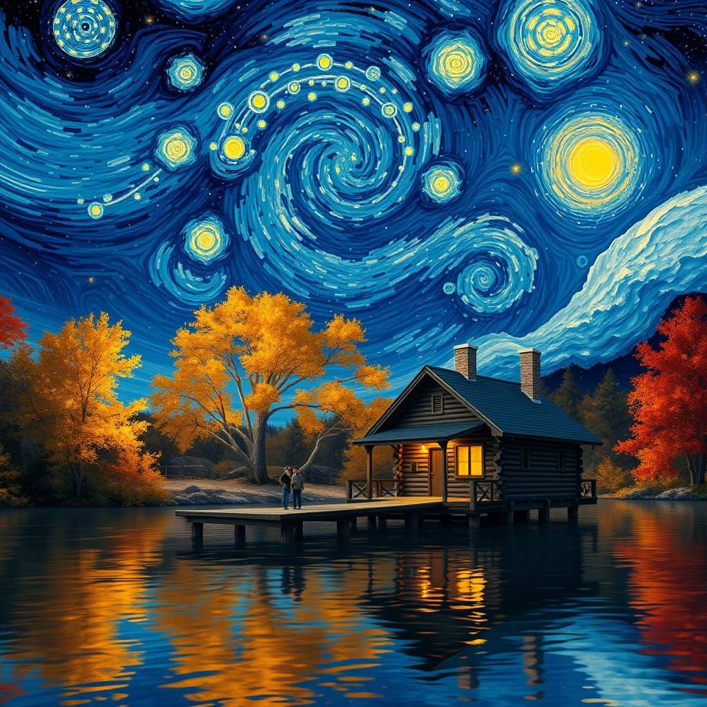 Whispering Woods by Starlight: A Mystical Lakeside Scene