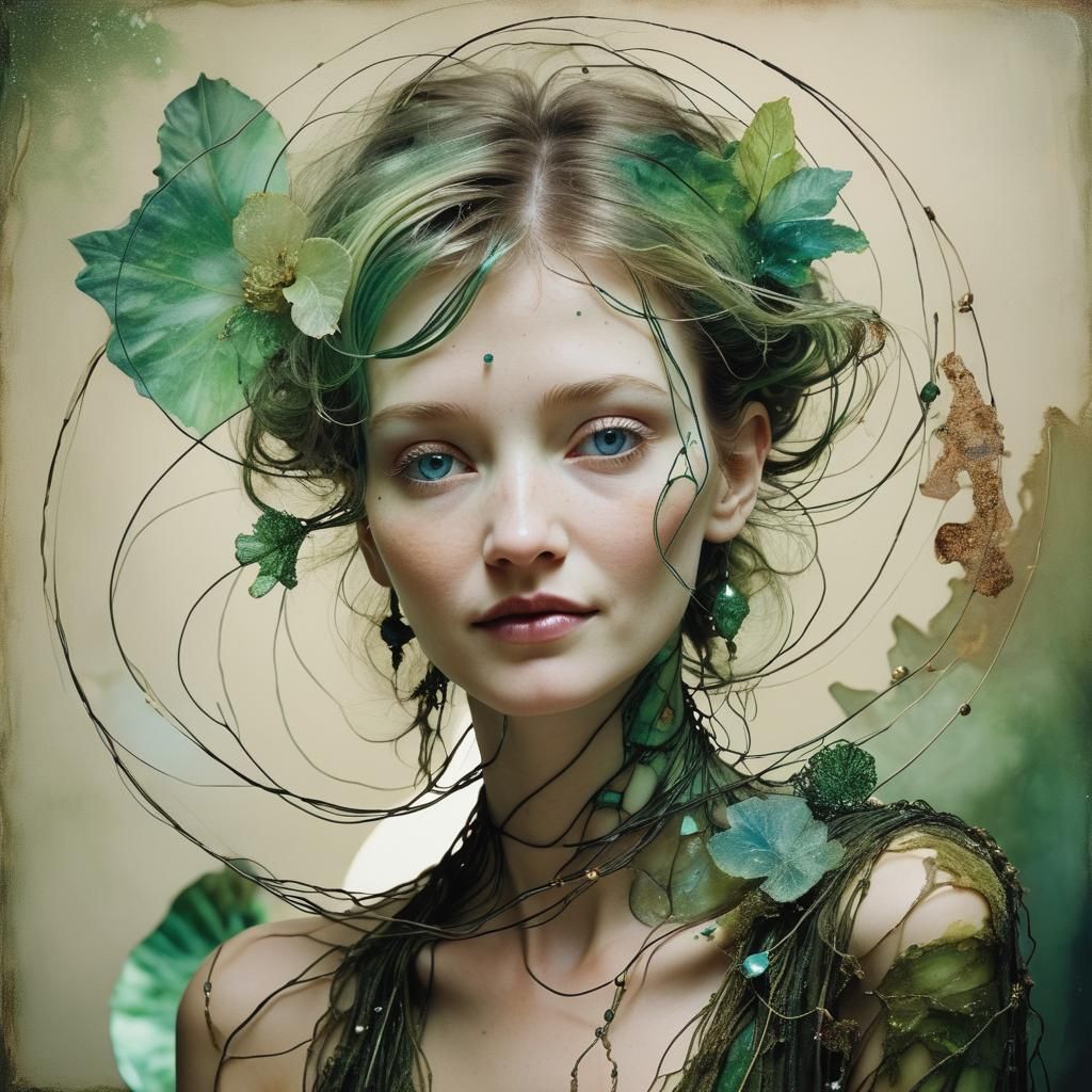 Rainforest Astronomer in Dreamy Alcohol Ink Style