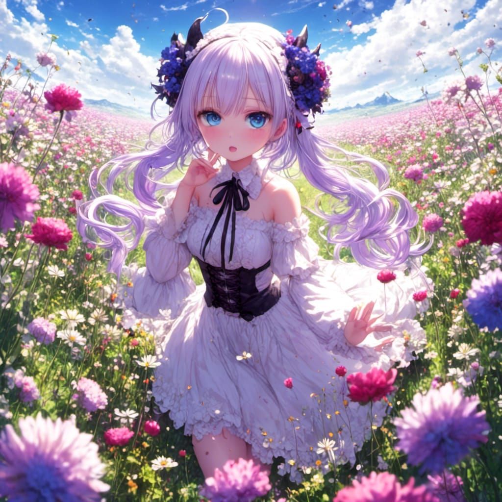 Kanna Kamui in Anime Flower Field