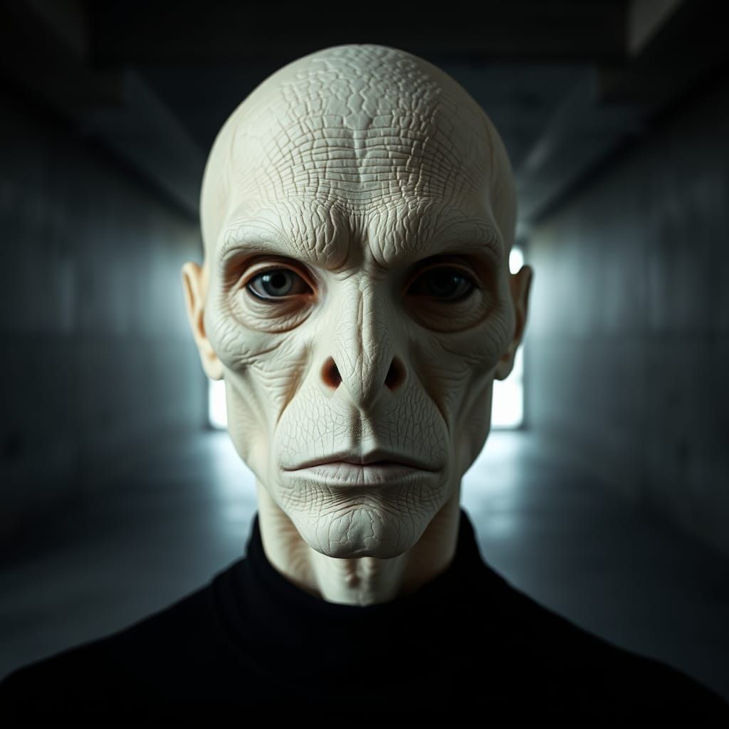 Haunted Android: Albino Leather Texture Face