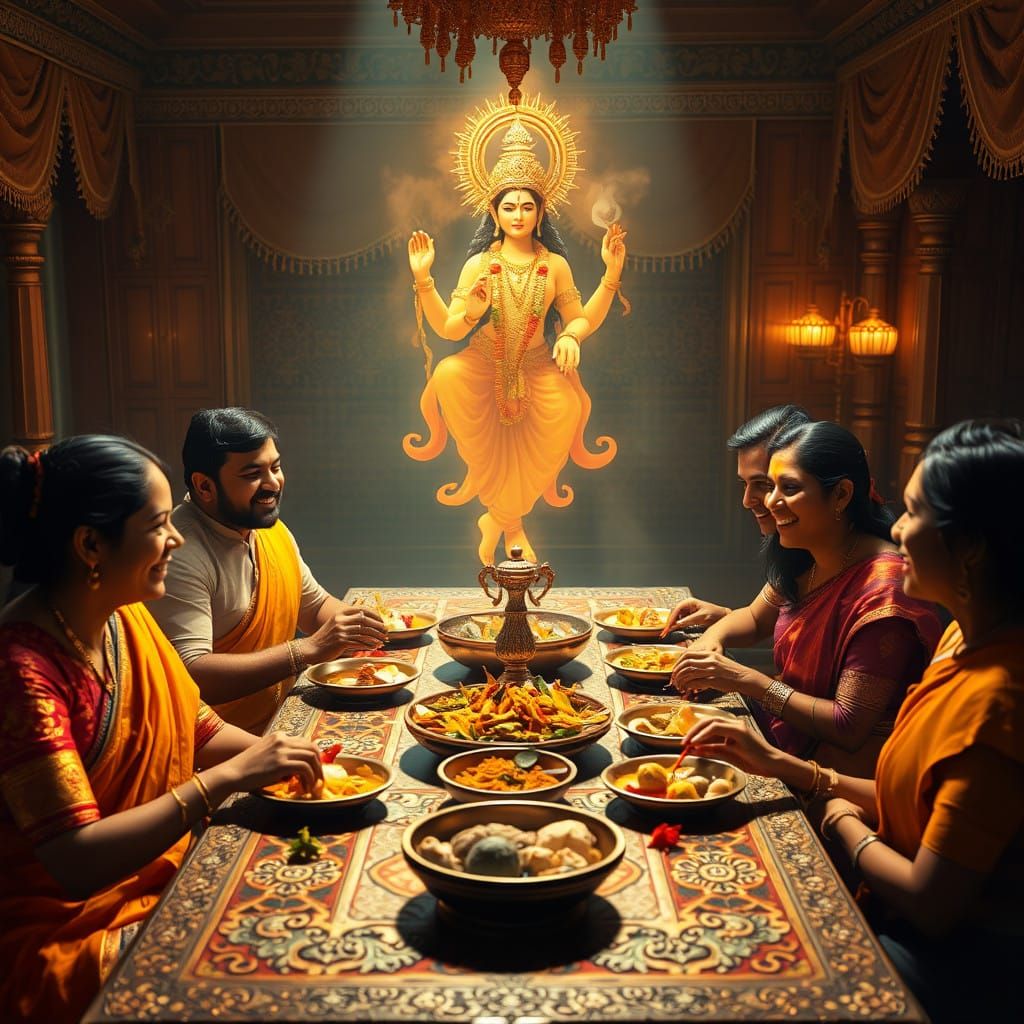 Indian Family Feasts with a Divine Presence