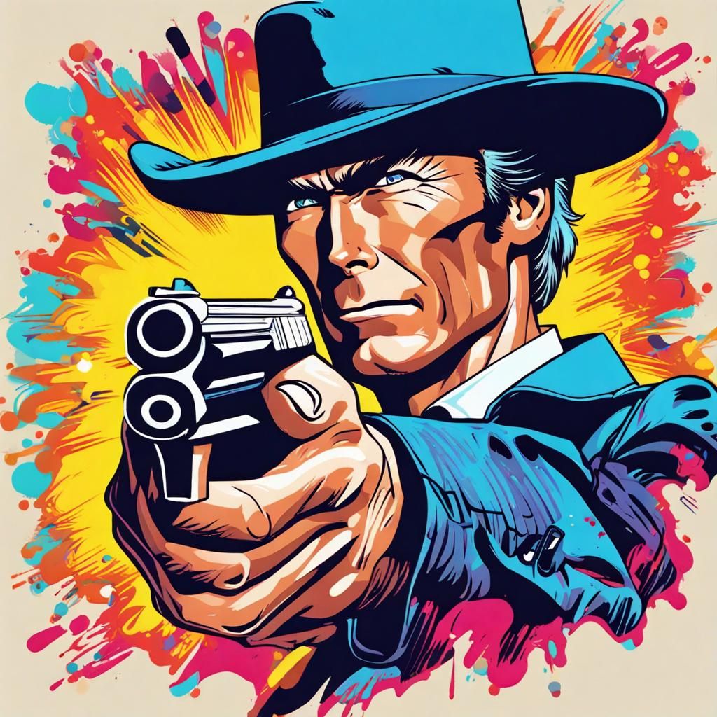 Pop Art Pistol with Vibrant Comic Book Style