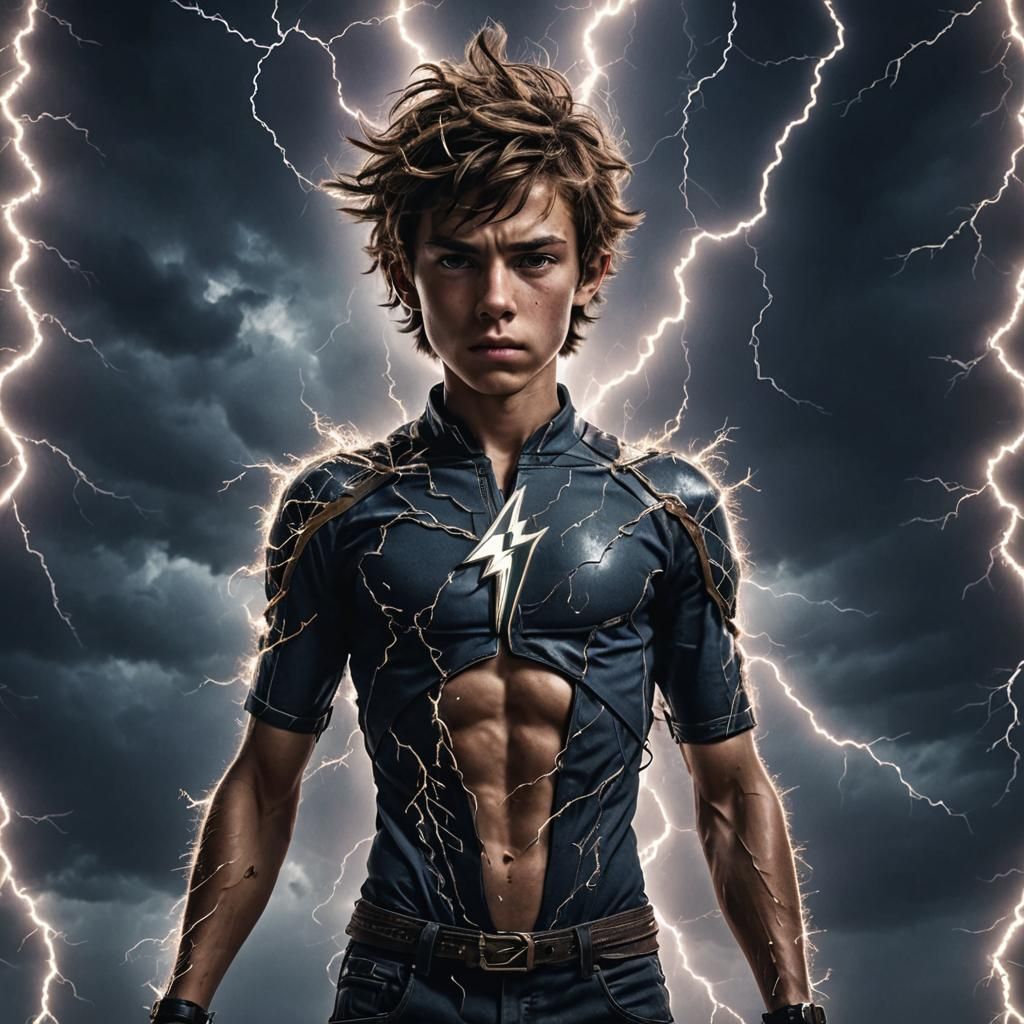 Lightning Boy: Hyperrealistic Full Body Image
