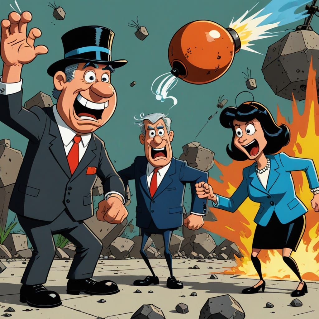 Rocky and Bullwinkle Bomb Toss: Cartoon Animation