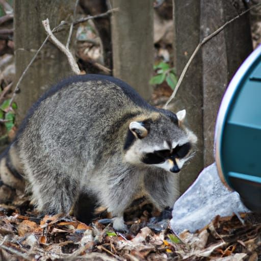 Raccoon Scavenging in Trash