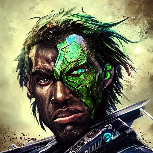 Hyperrealistic Black Portrait with Colorful Accents