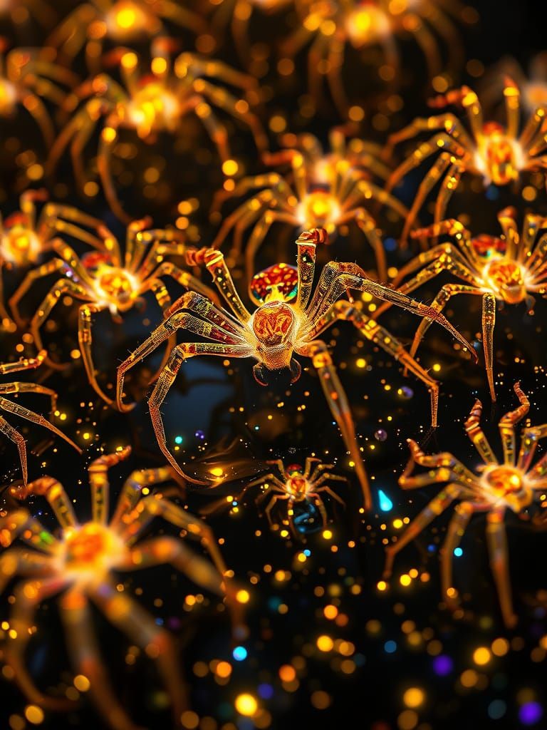 Glowing Spiders in a Cosmic Abyss