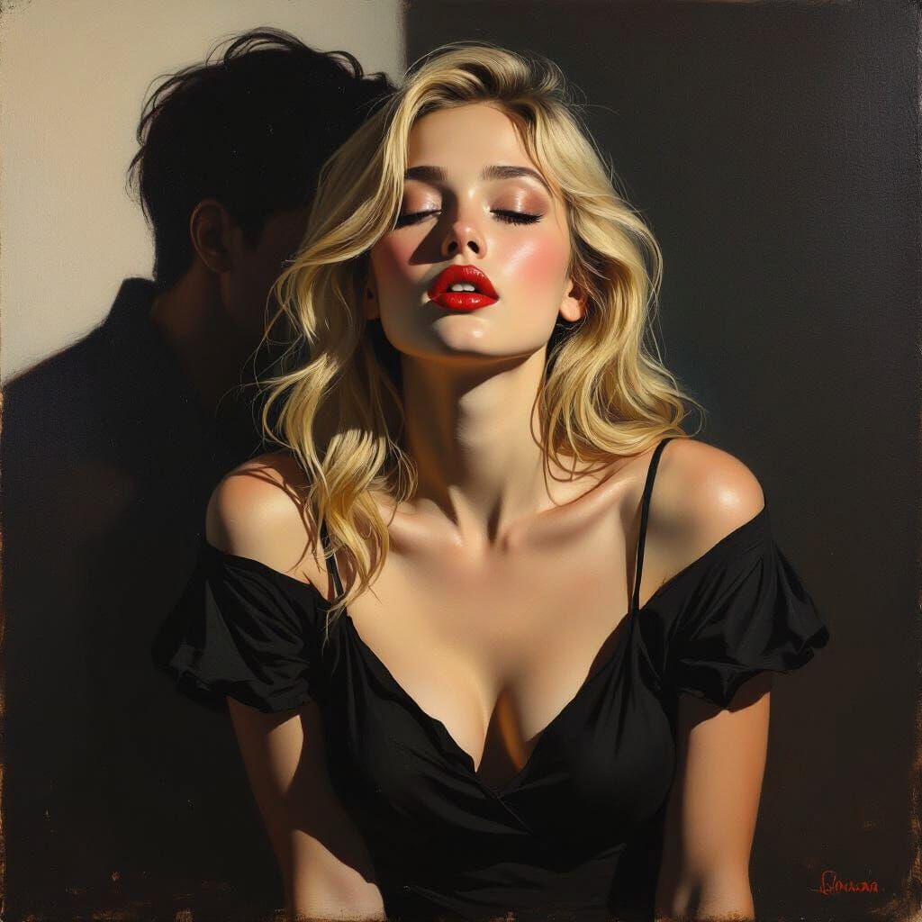 Surrender and Desire: Oil and Charcoal Painting