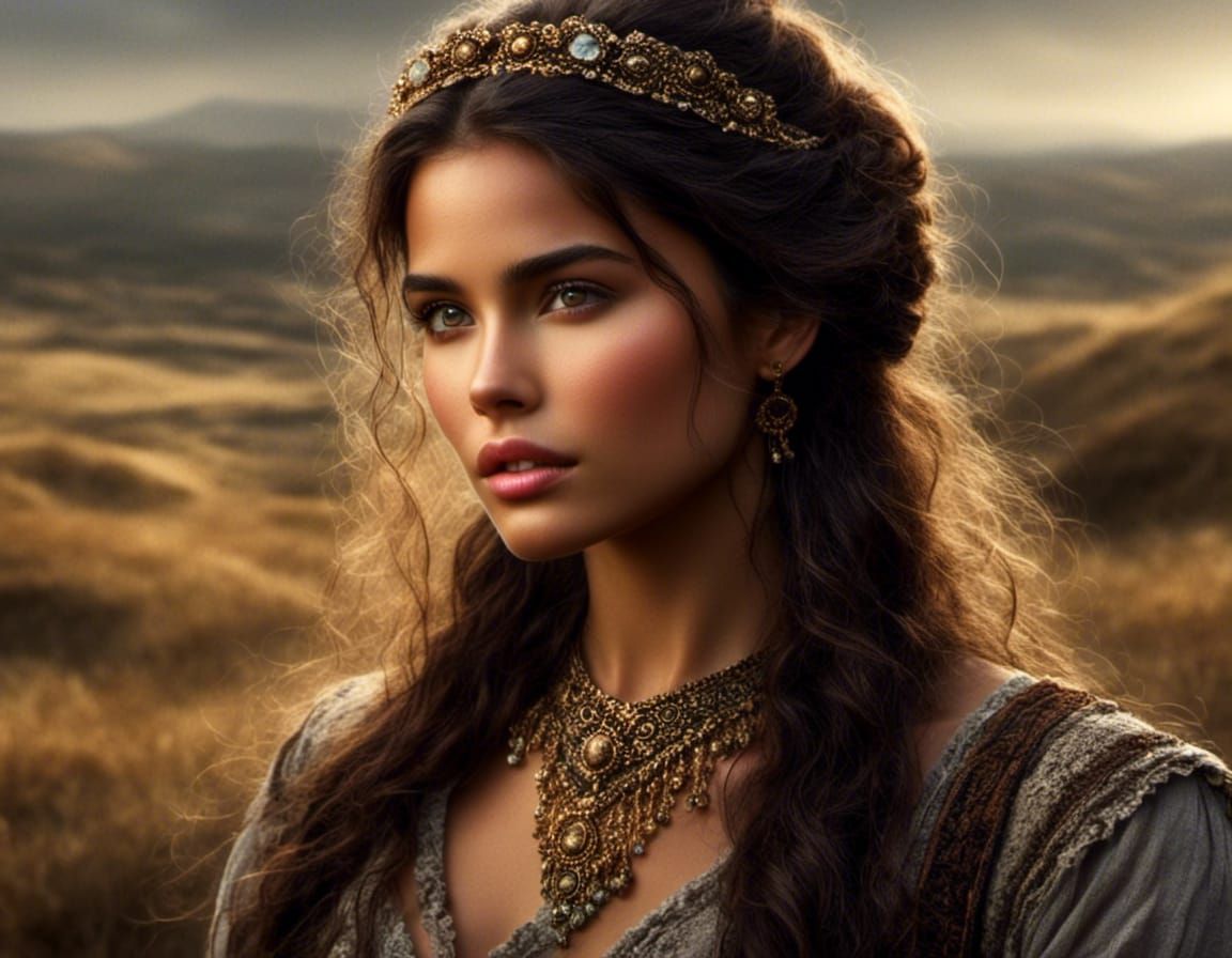 Middle Eastern Woman Riding Camel in Hyperrealism Style