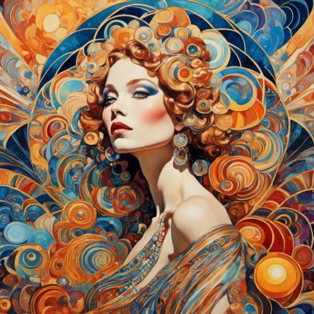 Psychedelic Geometric Afterimage With Symmetrical Texture