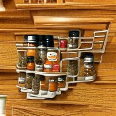 Wall-Mounted Spice Rack with Assorted Spices