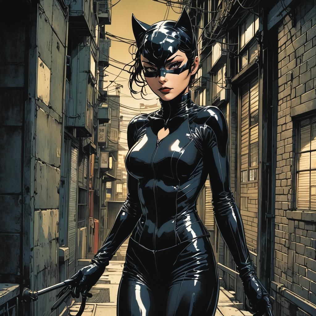 Catwoman in Abandoned Warehouse: Manga Style