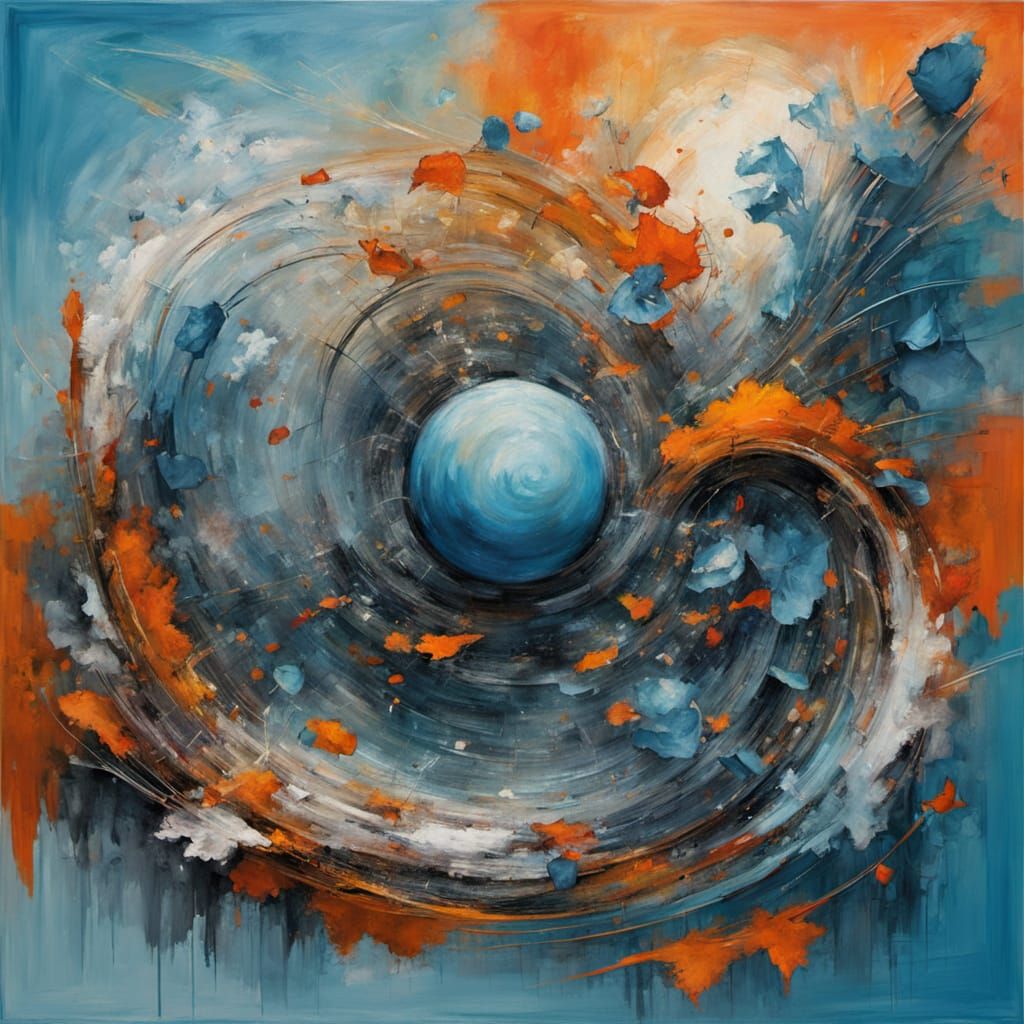 Ethereal Dreamscape in Cerulean Blue and Burnt Orange