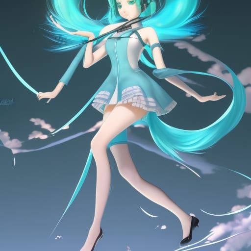 Hatsune Miku Anime Art in Studio Ghibli Style