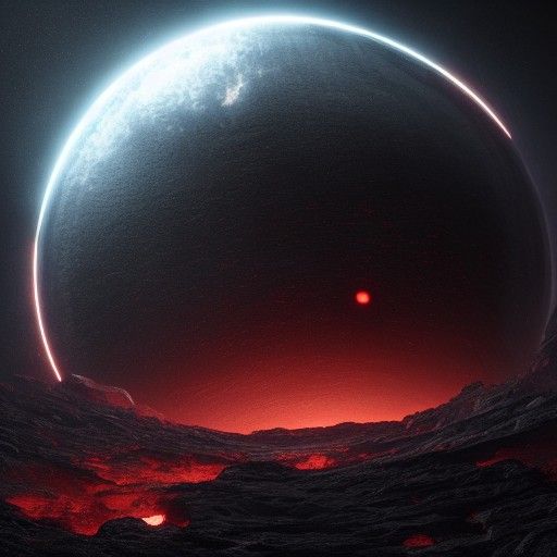 Gigantic Magma Planet in Deep Space Horror