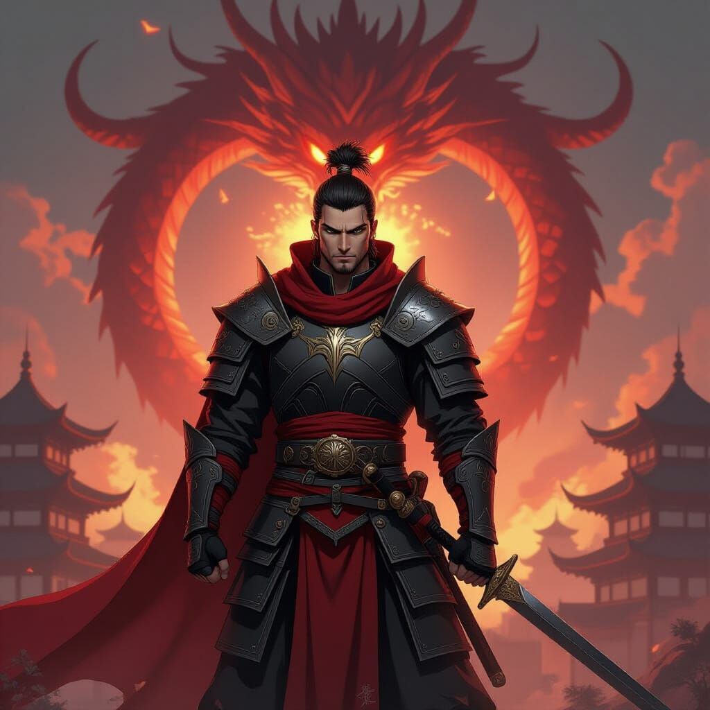 Warrior and Dragon in Anime-Inspired 3D Art