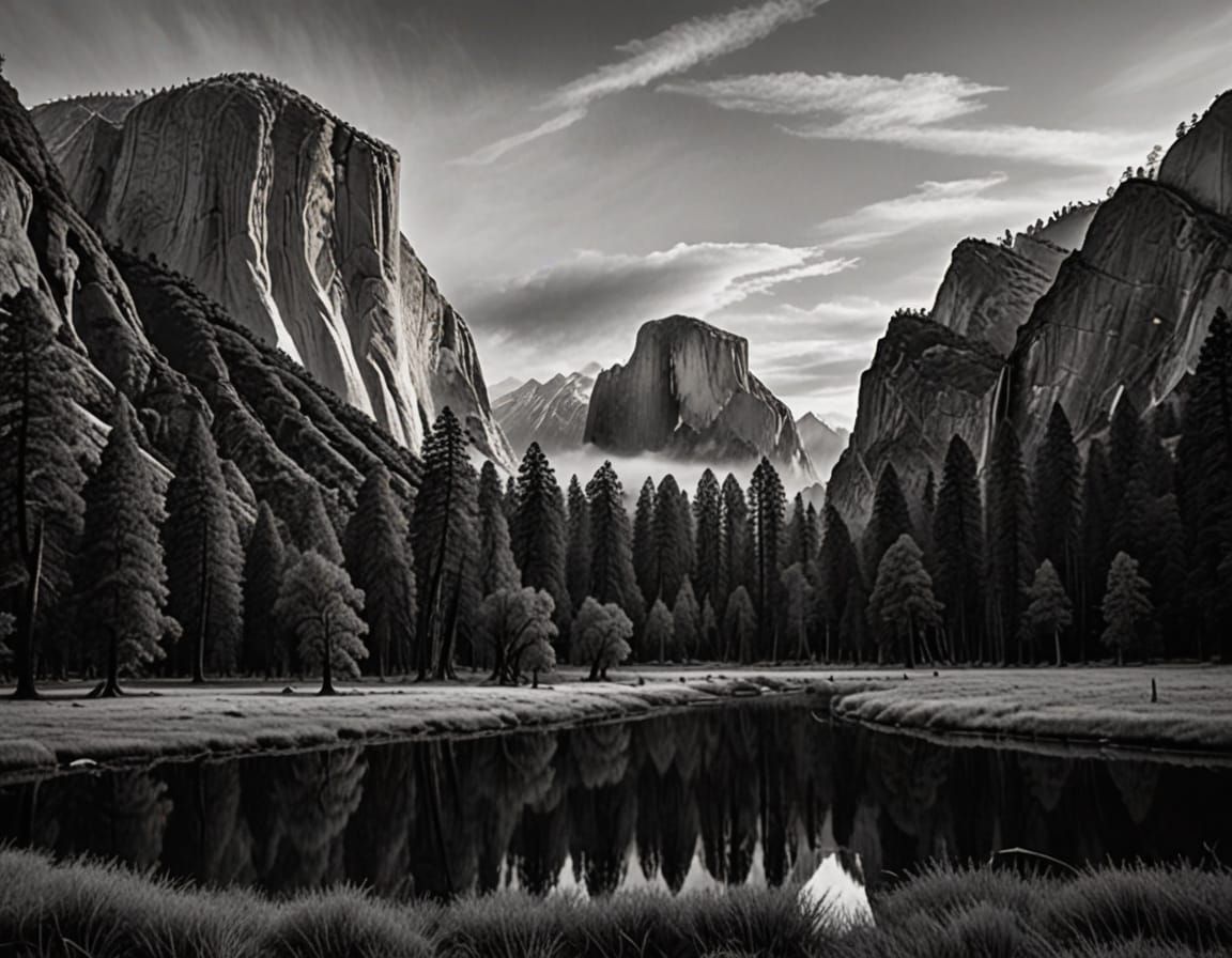 El Capitan in Ansel Adams Style Black and White