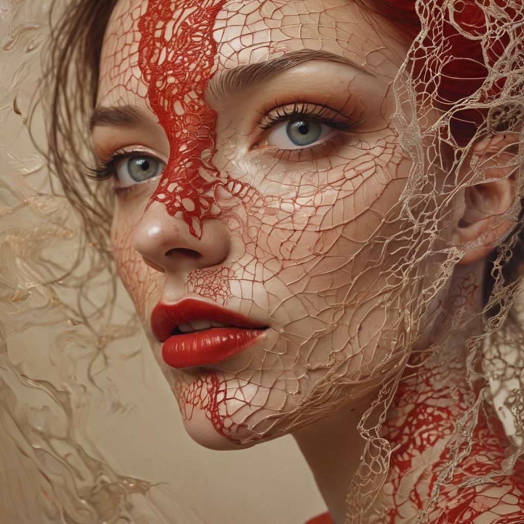 Surreal Split Face Portrait in Oil Painting Style