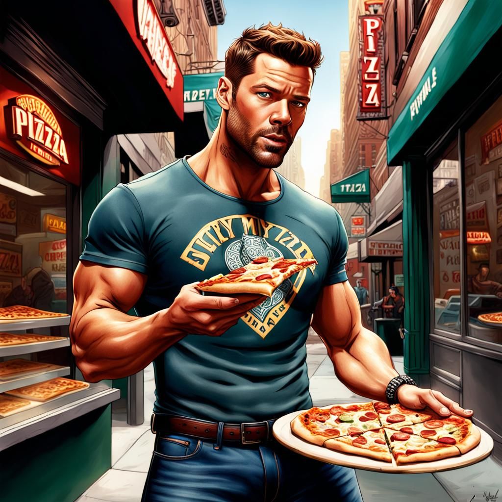 Ricky Martin Seductively Eats Pizza, Comic Art