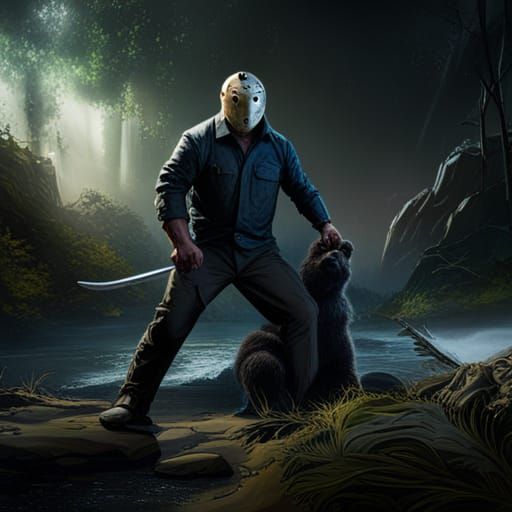 Jason Voorhees Battles a Bear: Fantasy Concept Art