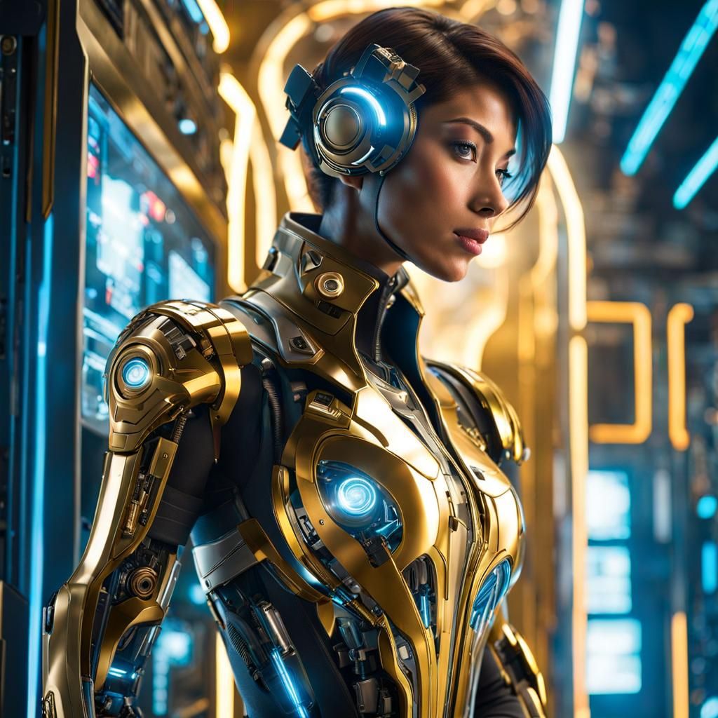 Perfect female cyborg on Ganymede III, 2097