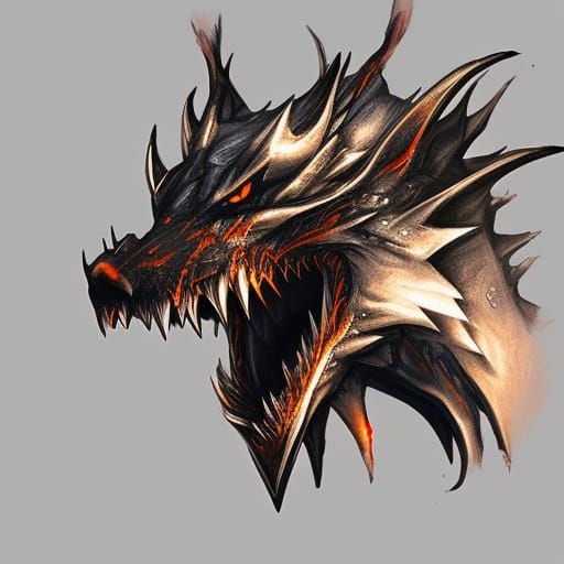 Wolf Dragon Concept Art in Orange and Teal