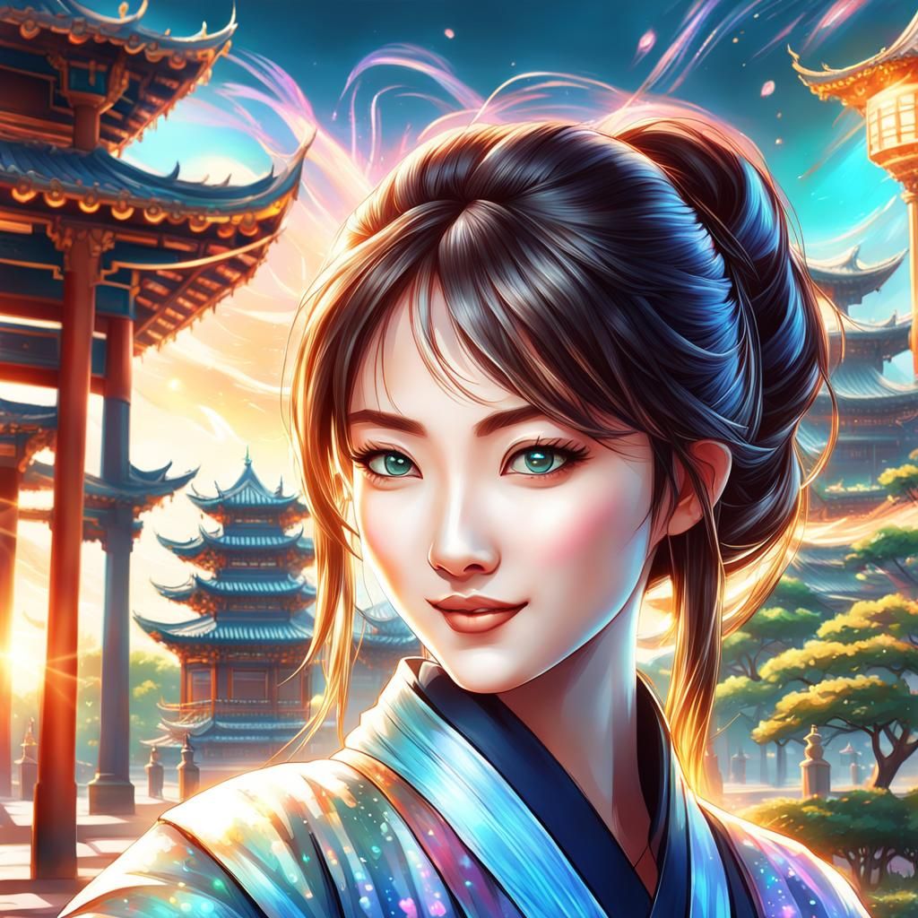 Happy Kung Fu Girl in Anime Style