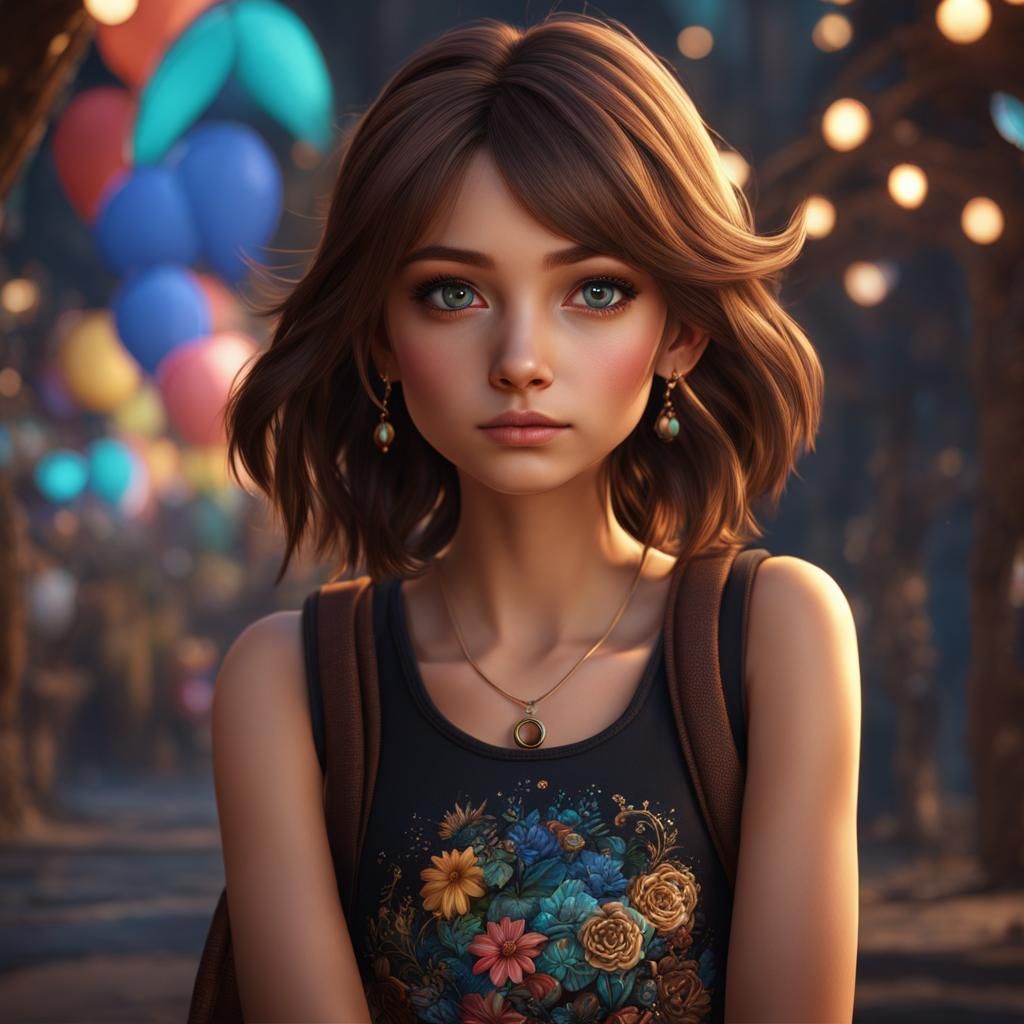 Girl in Pajamas: Detailed Fantasy Concept Art