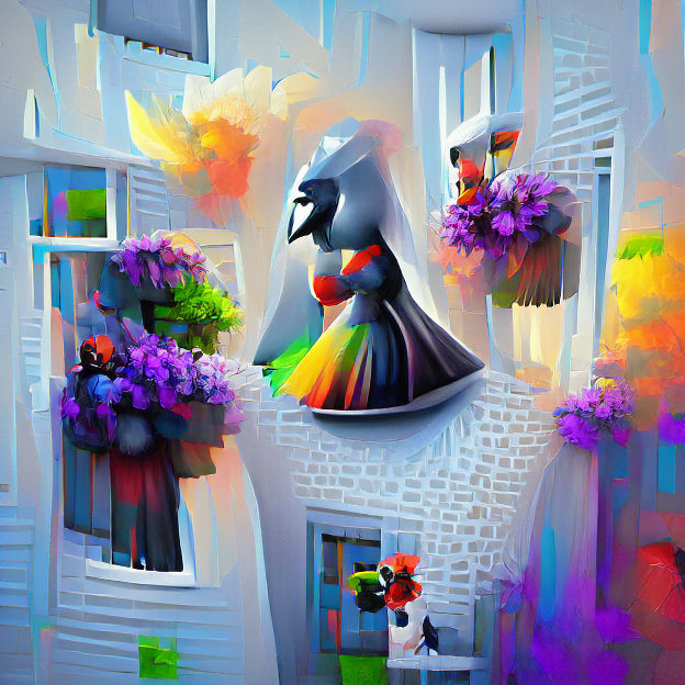 Surreal Bride with Crow Head