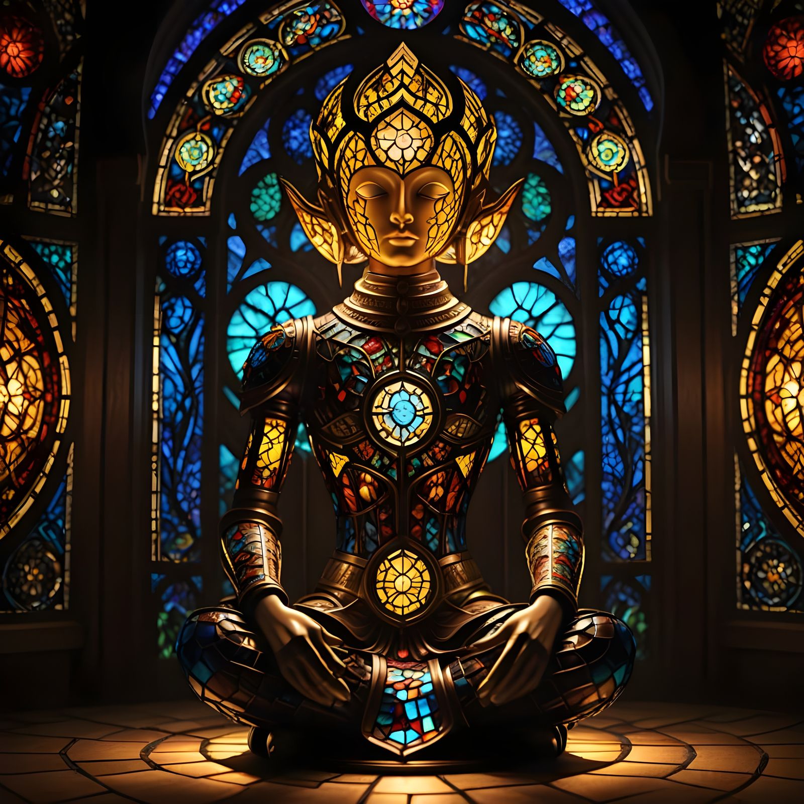 Surreal Stained Glass Lamp Illuminates Peaceful Meditation R...