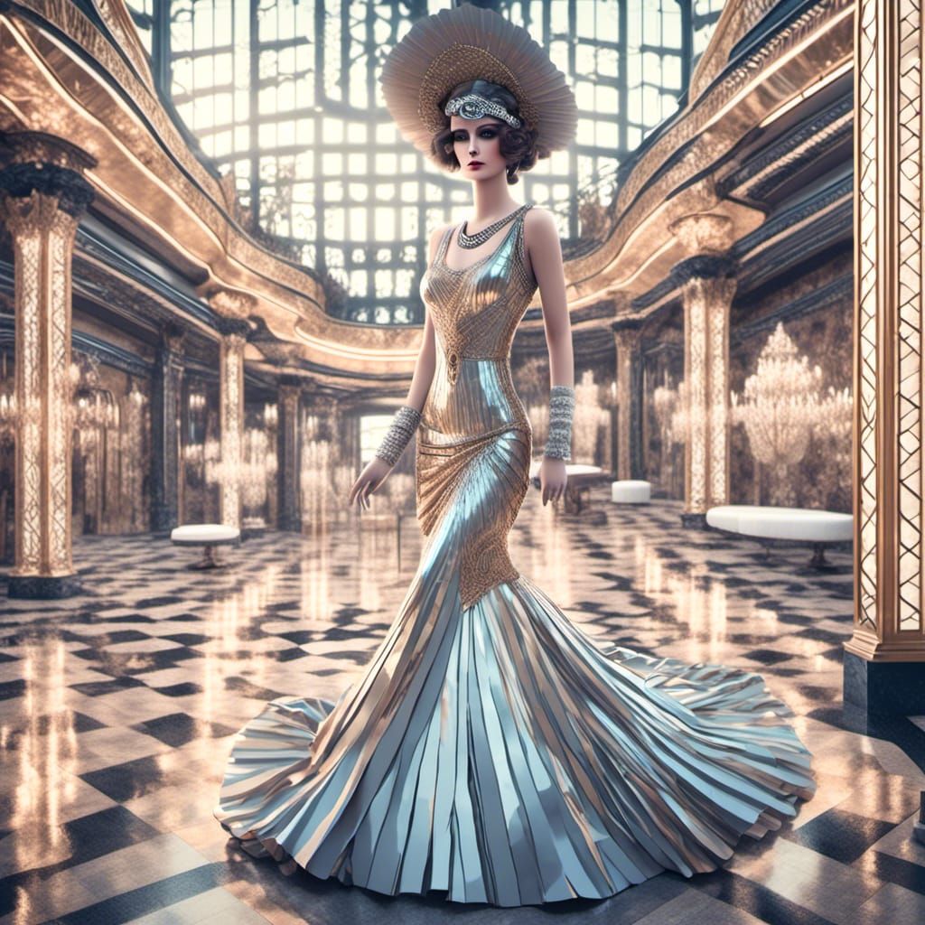 Elegant Art Deco Woman in Ballroom