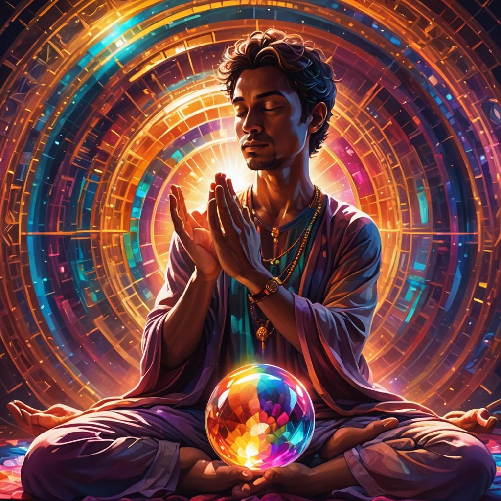 Radiant Chakra Meditation in Vibrant Digital Art