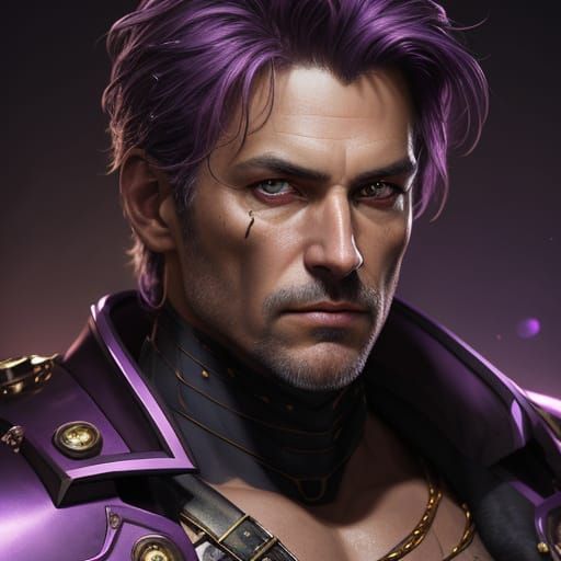 Cyberpunk Pirate Portrait with Electric Purple Accents