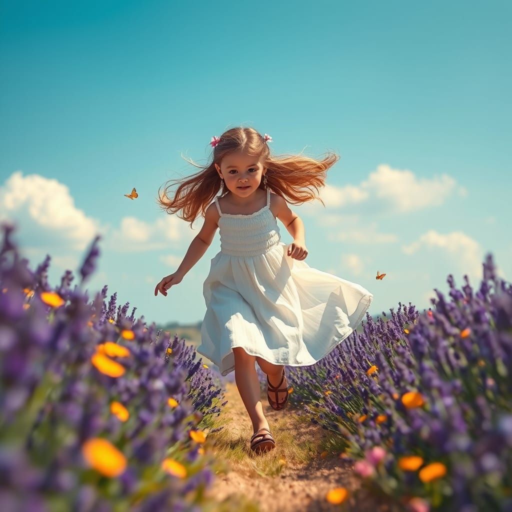 Girl in Lavender Field Dreamscape