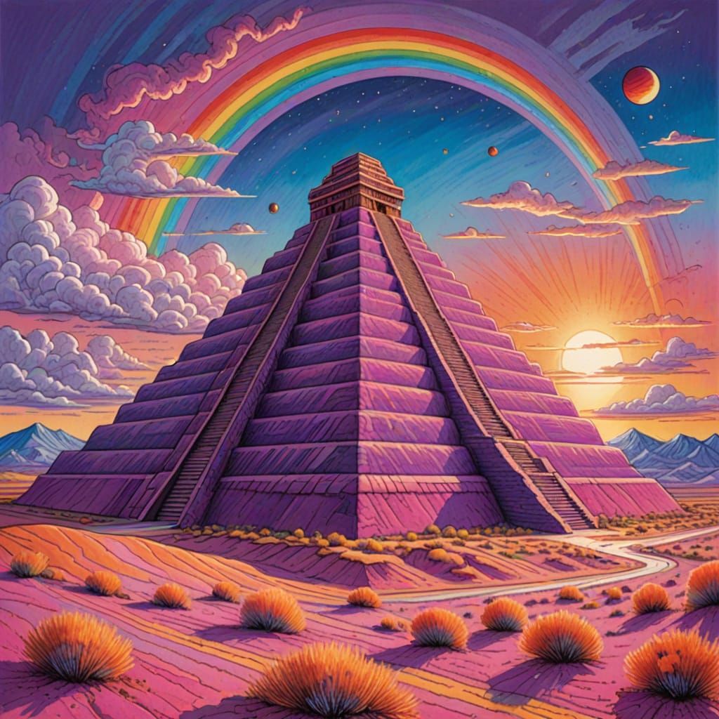 Mesopotamian Ziggurat in Rainbow Valley: Crayon Sketch