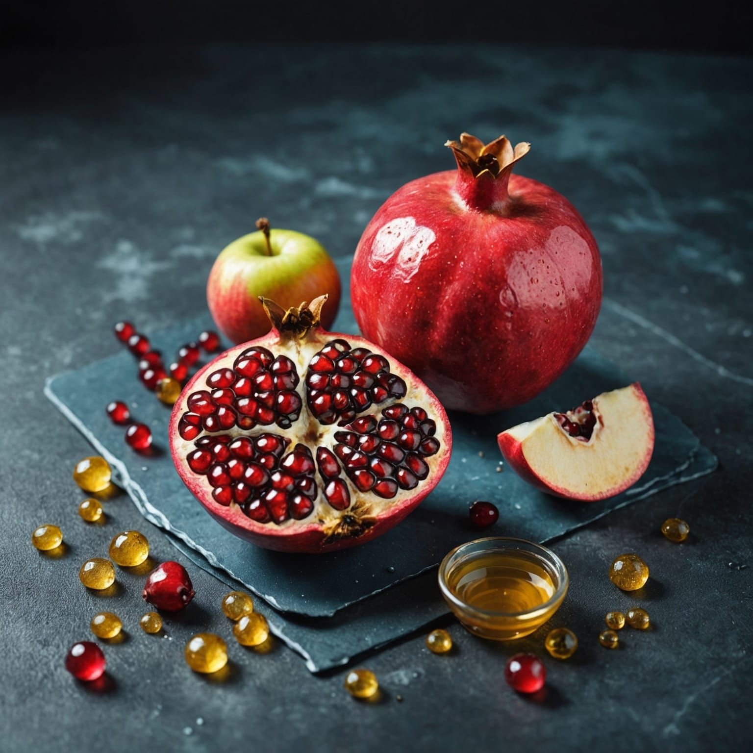 Pomegranate and Honey Apple Greeting Card